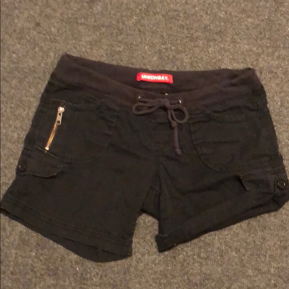Black cargo drawstring shorts